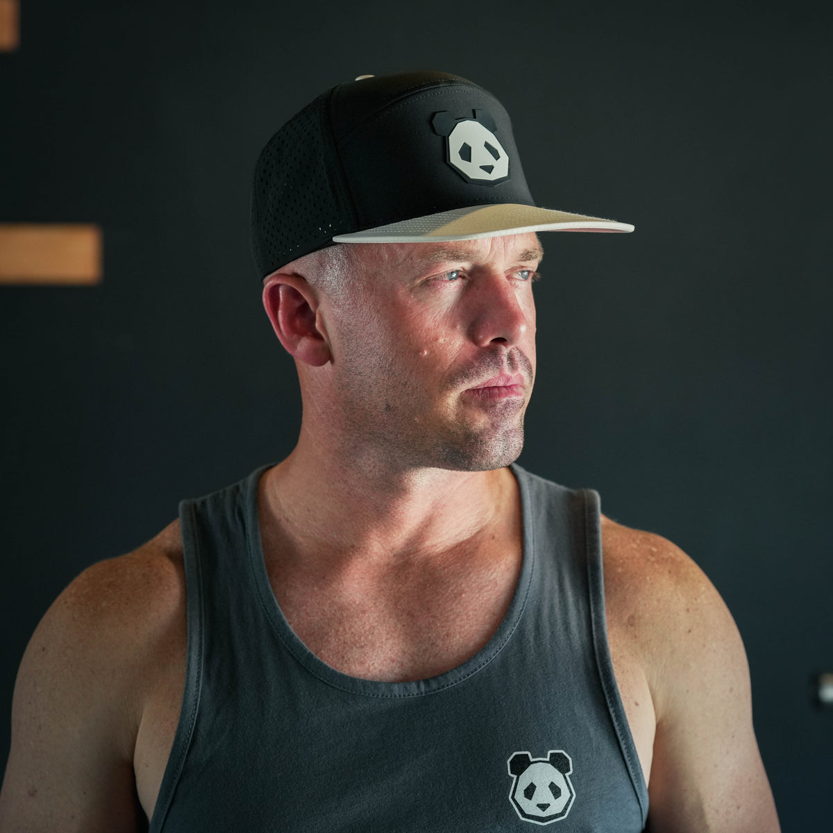 ALL NEW Performance 7 Panel Flat Bill Snapback PVC Patch Panda Head