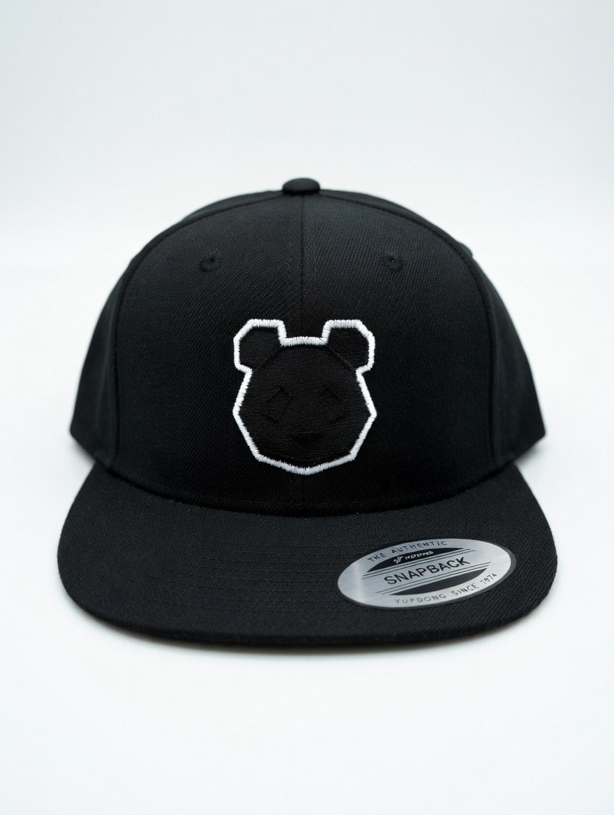 Panda Head + Shield Premium Flat Bill Snapback Cap