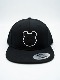 Panda Head + Shield Premium Flat Bill Snapback Cap