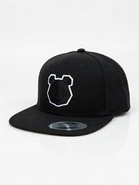 Panda Head + Shield Premium Flat Bill Snapback Cap