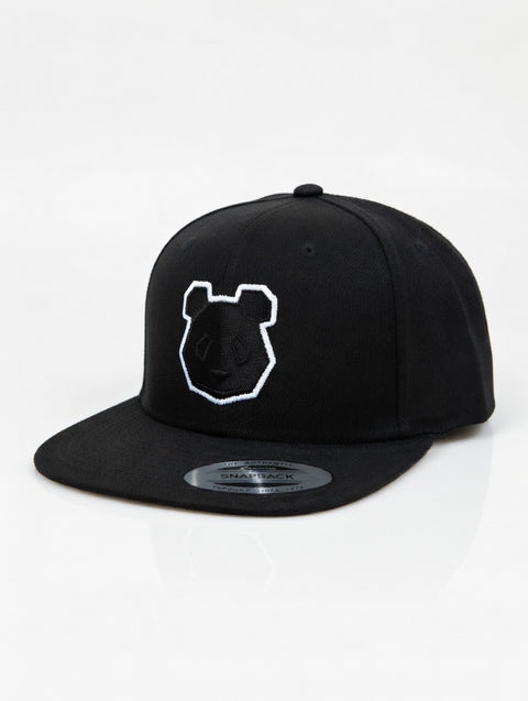 Panda Head + Shield Premium Flat Bill Snapback Cap