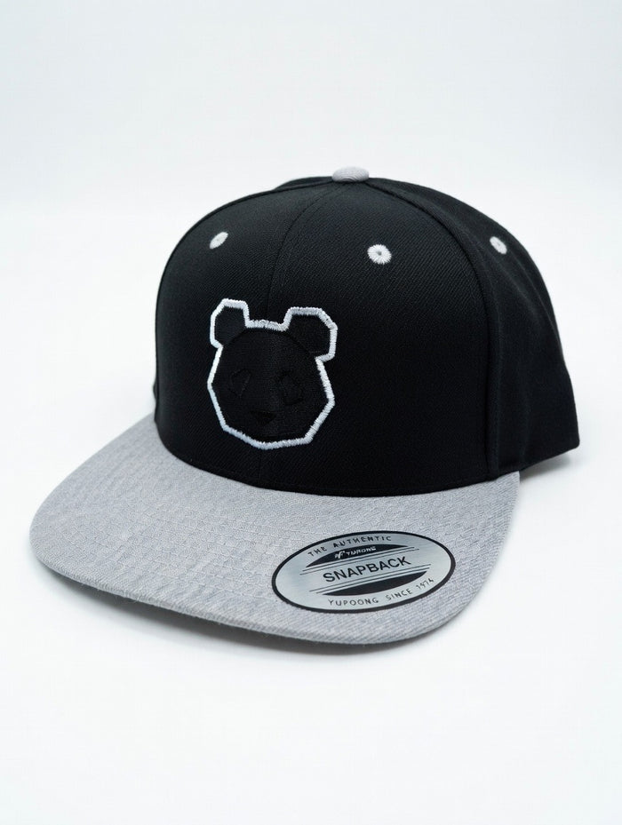 Panda Head + Shield Premium Flat Bill Snapback Cap