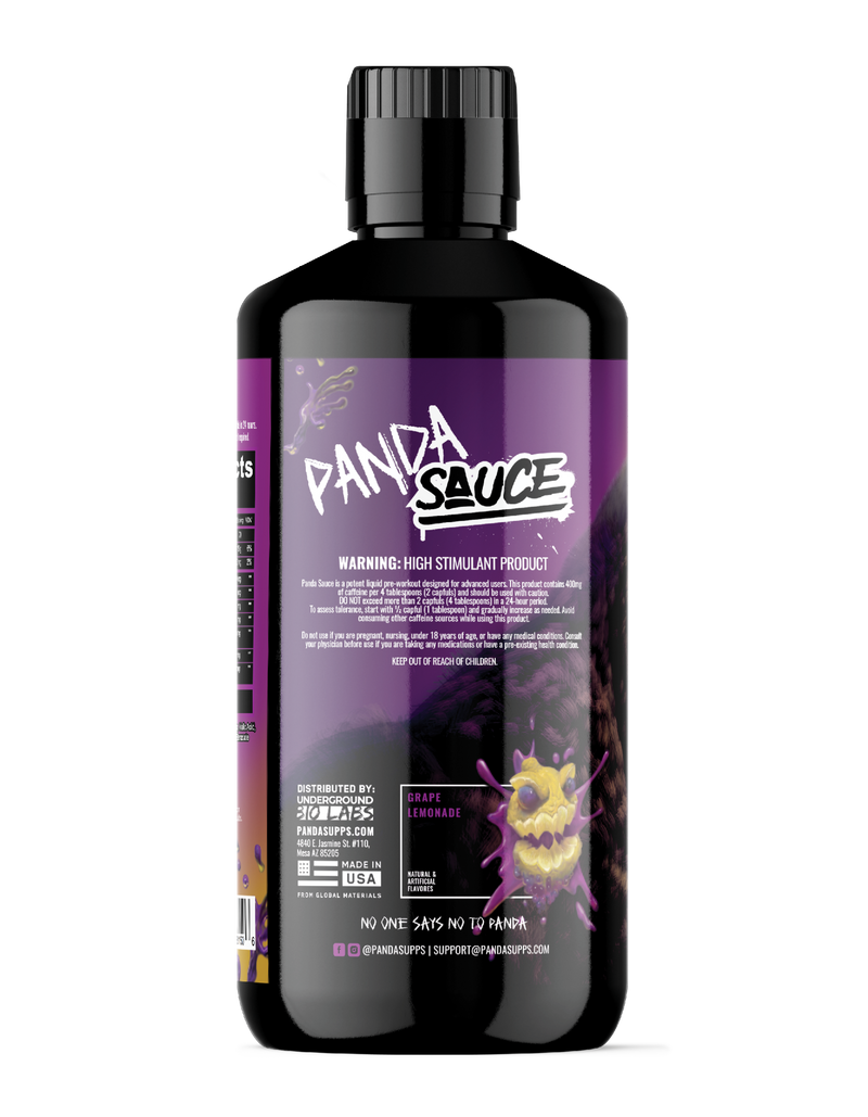 Panda Supps X Pump Sauce Collaboration Liquid Pre Workout - PANDA SAUCE (Grape Lemonade)