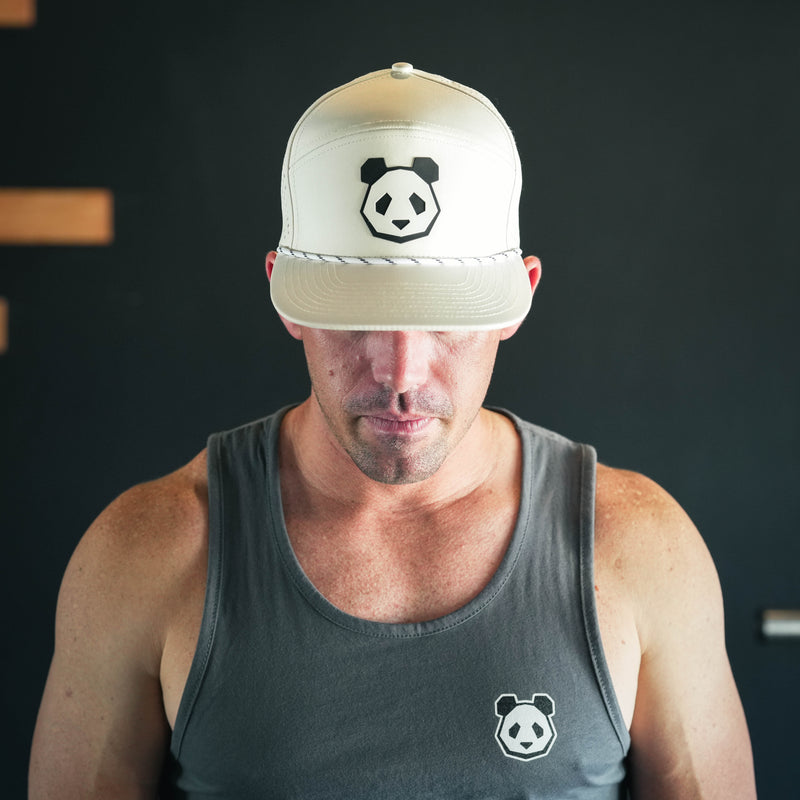 ALL NEW Performance 7 Panel Flat Bill Snapback PVC Patch Panda Head