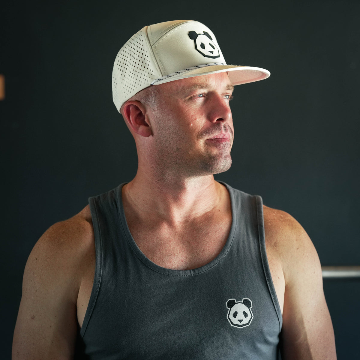 ALL NEW Performance 7 Panel Flat Bill Snapback PVC Patch Panda Head