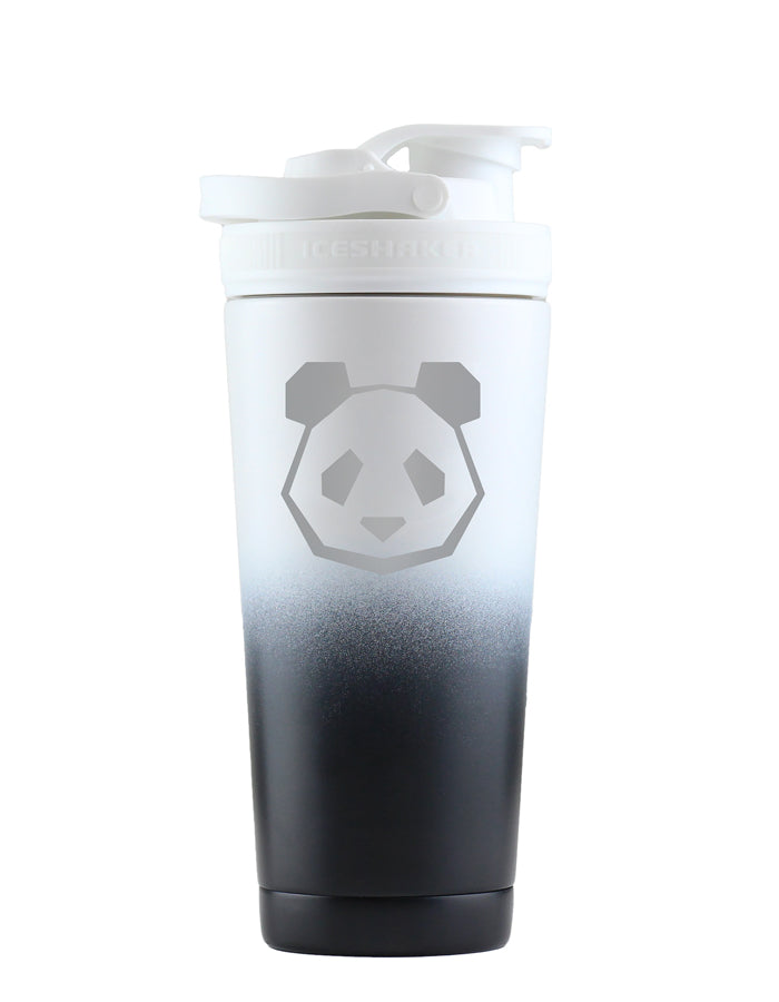 Black & White Stainless Steel Insulated Ice Shaker - Panda Logo