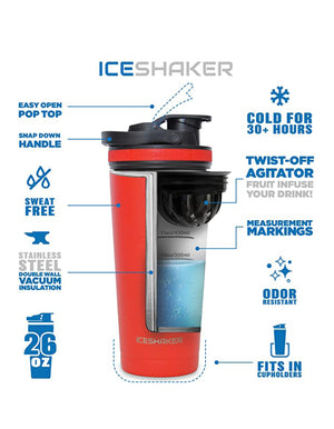 Red Stainless Steel Insulated Ice Shaker - Panda Logo